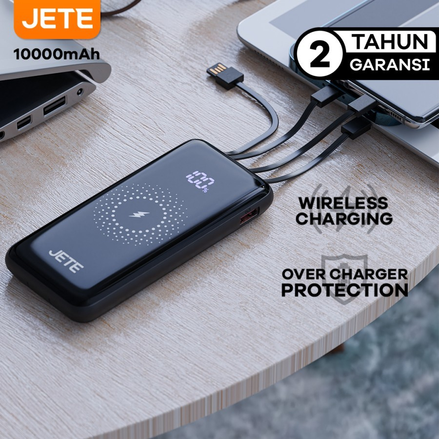 JETE A10 Wireless Powerbank 10000 mAh Fast Charging Smart IQ 4 Cable