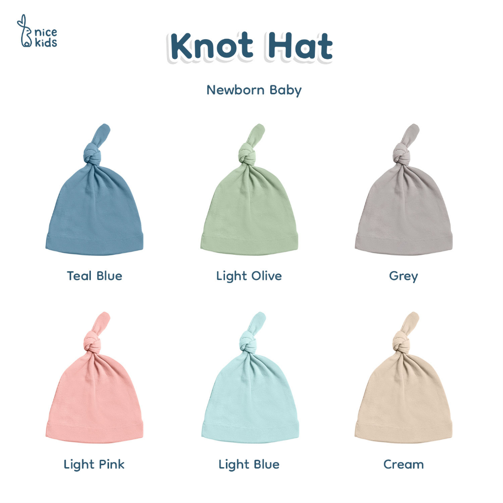 Nice Kids - Knot Hat Baby Topi Ikat Bayi Newborn Upin (All size 0-3 Bulan)