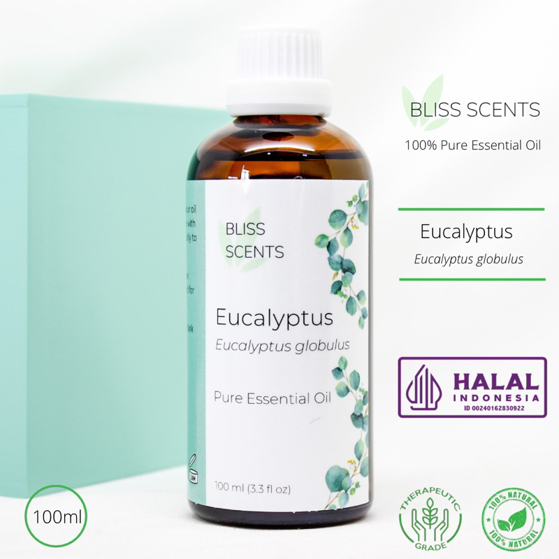 BLISS SCENTS Eucalyptus 100ml Essential Oil Aromatherapy 100% Murni Therapeutic Grade Aromaterapi