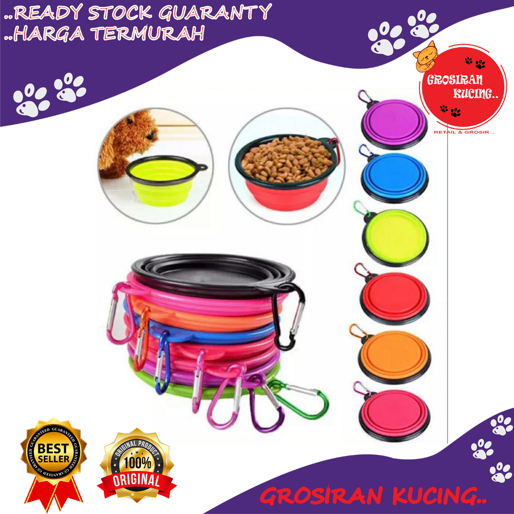 PET BOWL PORTABLE KARET TEBAL TEMPAT MAKAN MINUM HEWAN KUCING ANJING AKSESORIS