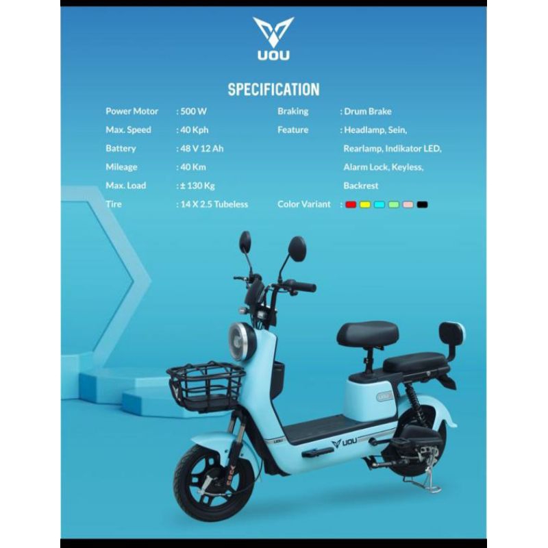 SEPEDA LISTRIK UOU TYPE US3-GARANSI RESMI
