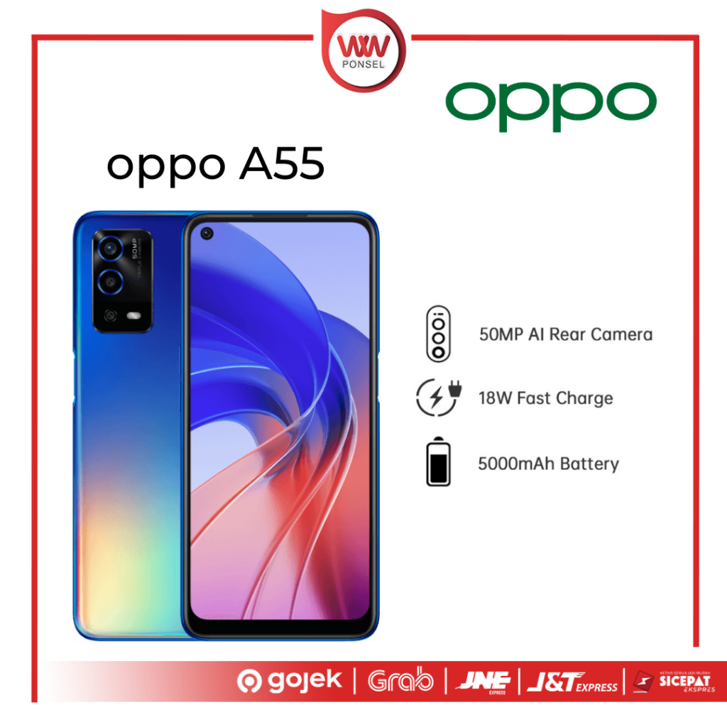 Hp Oppo A55 4G Ram 4GB Internal 64GB Garansi Resmi