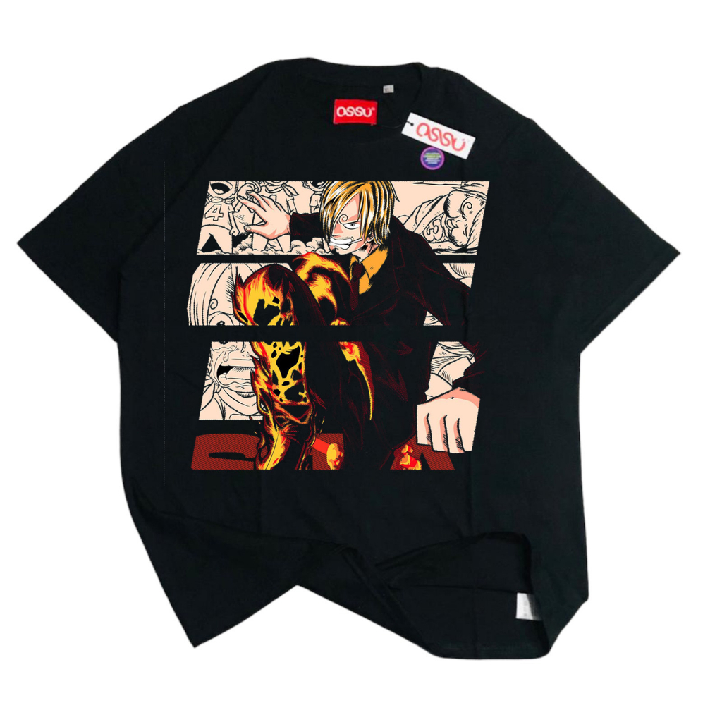 OSSU TSHIRT ANIME ONEPIECE VINSMOKE SANJI BLACK WASHED TEE