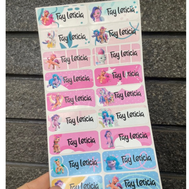 

My Little Pony stiker label nama anak waterproof