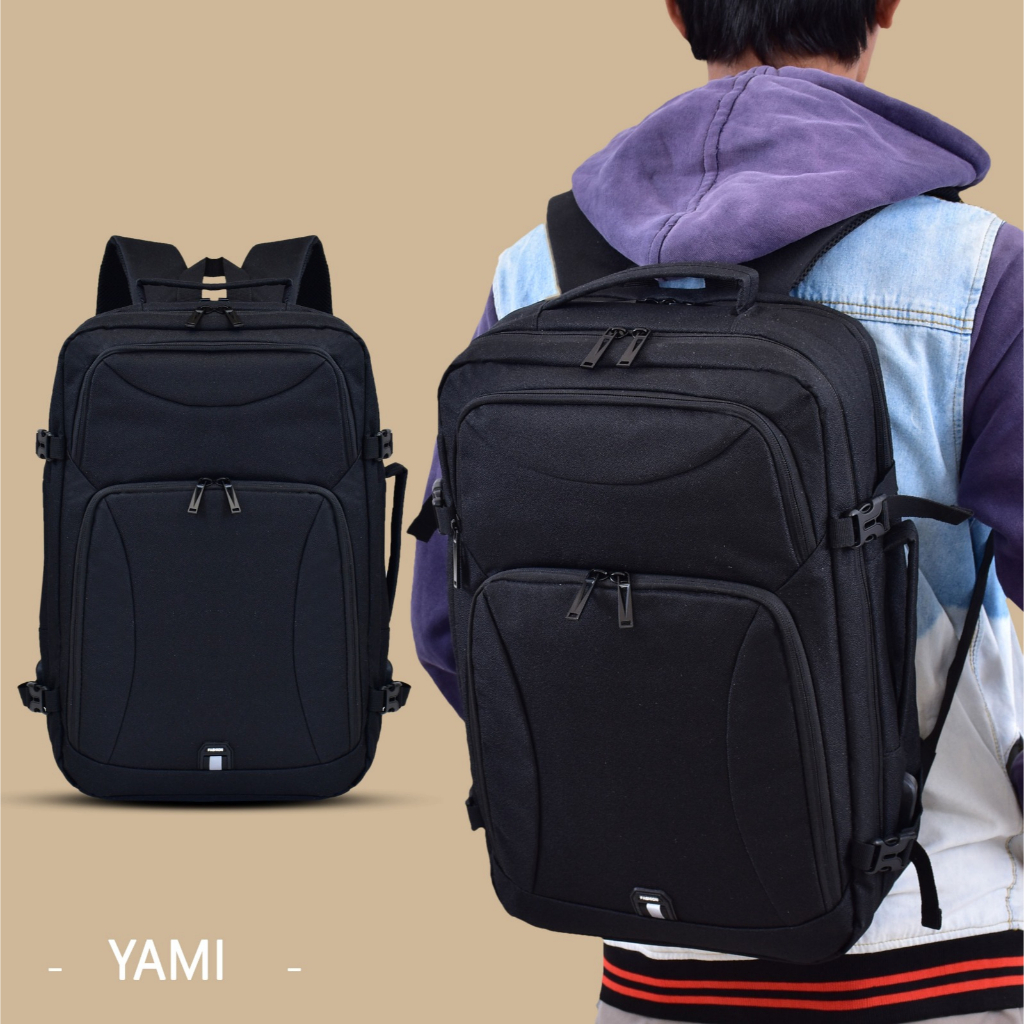 Tas Ransel Pria 2102-C (Bahan 3) (YAMI) Kanvas ( Polyester Ant Knitted Fabric )