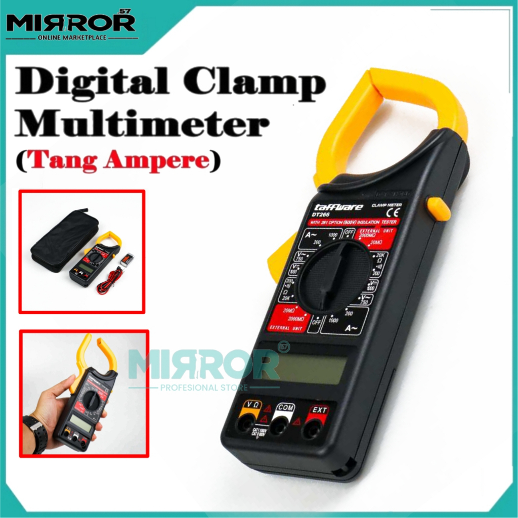 Multimeter Digital Tang Ampere Layar LCD Alat Ukur Tegangan Arus, Hambatan Listrik AC/DC Voltage