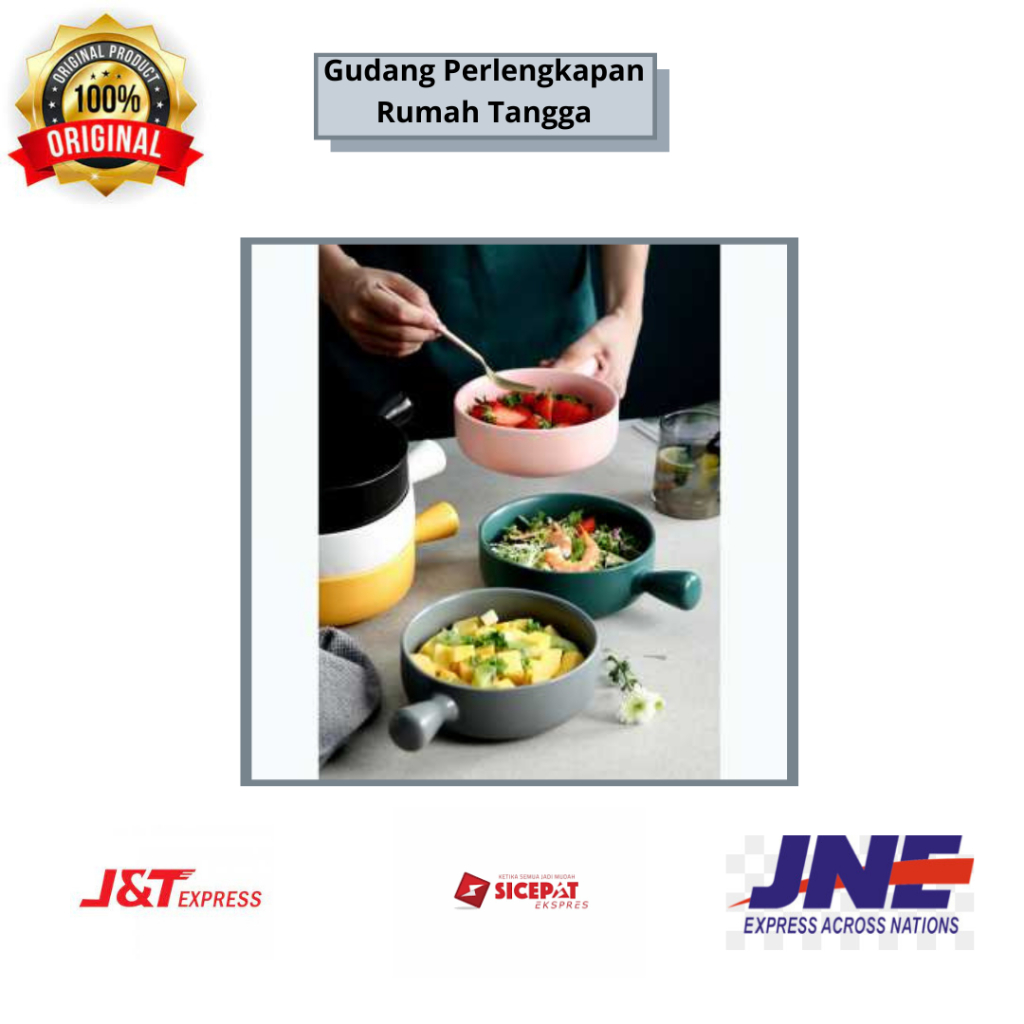 Mangkok Keramik Bulat / Mangkok Keramik Gagang Bulat Tahan Panas / Mangkuk Keramik Bulat