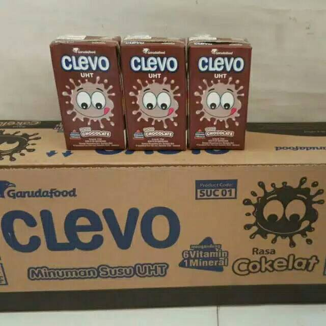 CLEVO SUSU UHT RASA COKLAT STRAWBERRY CHOCOLATE ICE CREAM 115 ML x 5 PCS MINUMAN SUSU INSTAN