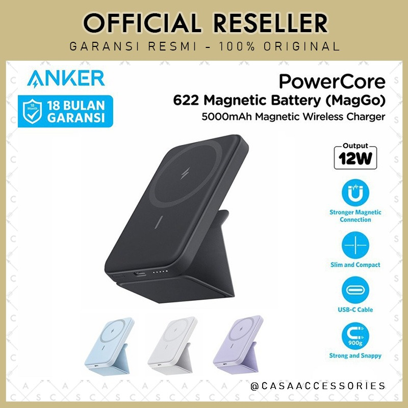 Anker 622 MagGo Wireless Powerbank Magnetic 5000mAh 12W Magsafe A1611