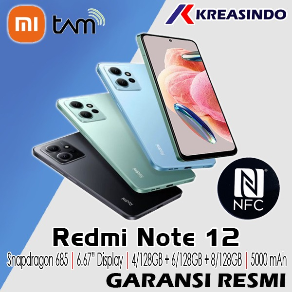 XIAOMI REDMI Note 12 NFC 4/128 6/128 8/128 8/256 Ram 4GB 6GB 8GB Rom 128GB 256GB Garansi Resmi Original