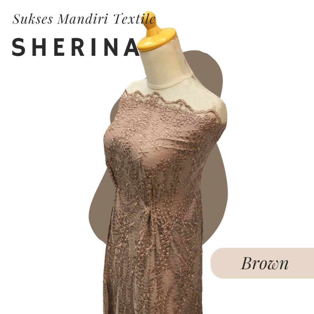 [SHERINA] Brukat Tile Premium Mewah Tile Bunga Warna Coklat Brown Mocca Coksu Milo | Harga ½ meter =