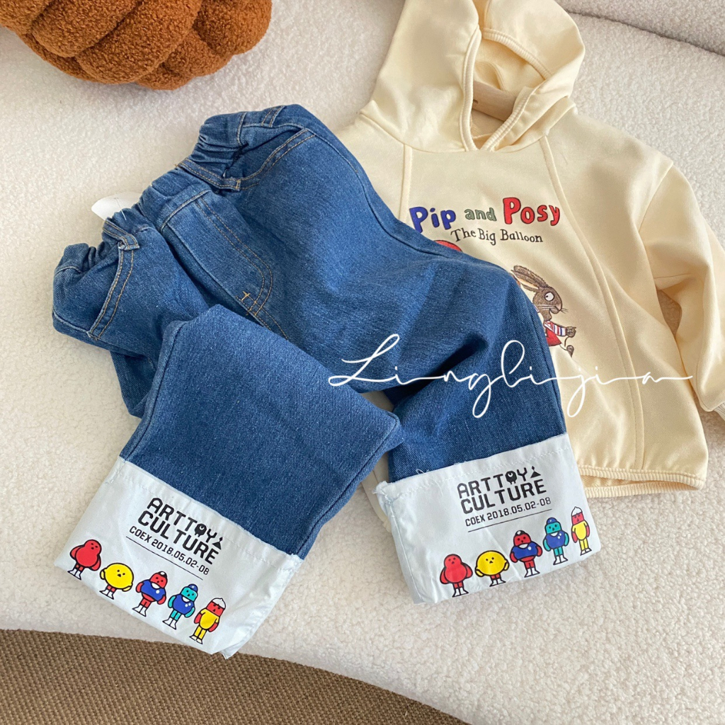 babyfit [3-8thn] baju setelan anak perempuan sweater hoody jeans import al-0331