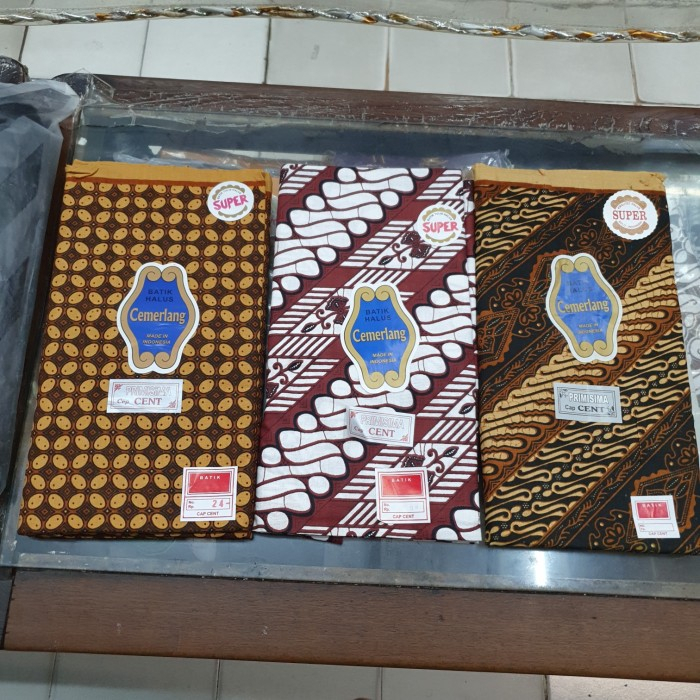 Kain Batik CEMERLANG Putih / Coklat Jogja Samping Kain Panjang Kebat Tapih Jarit Jarik Katun