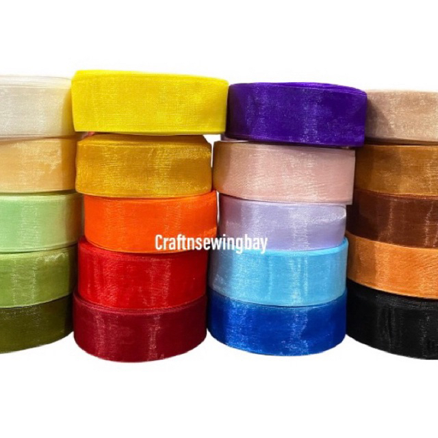 

Pita Organdi Polos/ Organza 1 inch 2,5cm +/-18m per roll
