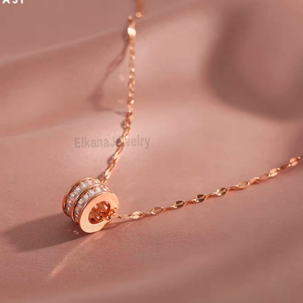 KALUNG TITANIUM FASHION RODA ZIRCON Perhiasan super berkelas korea anti karat dan anti luntur