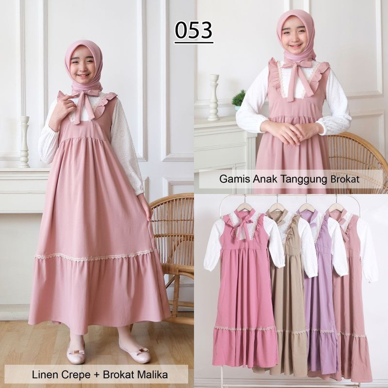 [7-15T] GAMIS KOREAN CRINKLE POLO LINEN MAXY BROKAT FELIZIA ANAK REMAJA Gamis Anak Remaja Tanggung Viral Umur 7-8-9-10-11-12-13-14-15 Tahun | Outfit Remaja Kekinian Baju Muslim Anak Perempuan Anak Tanggung | Ootd muslimah Kekinian Anak Perempuan ala korea