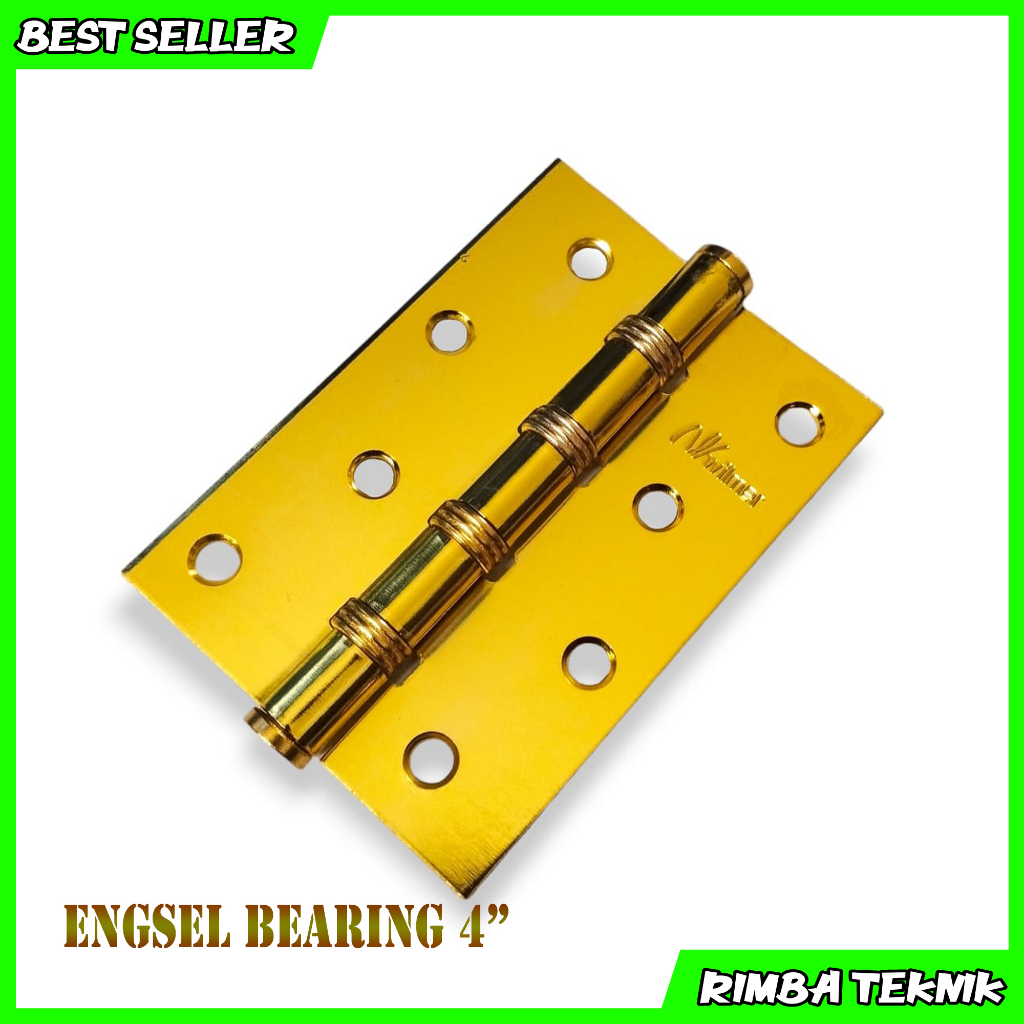 Engsel Bearing Pintu Jendela 4 inch Free Sekrup / mur Gold Plated WILMER WEB-4GP