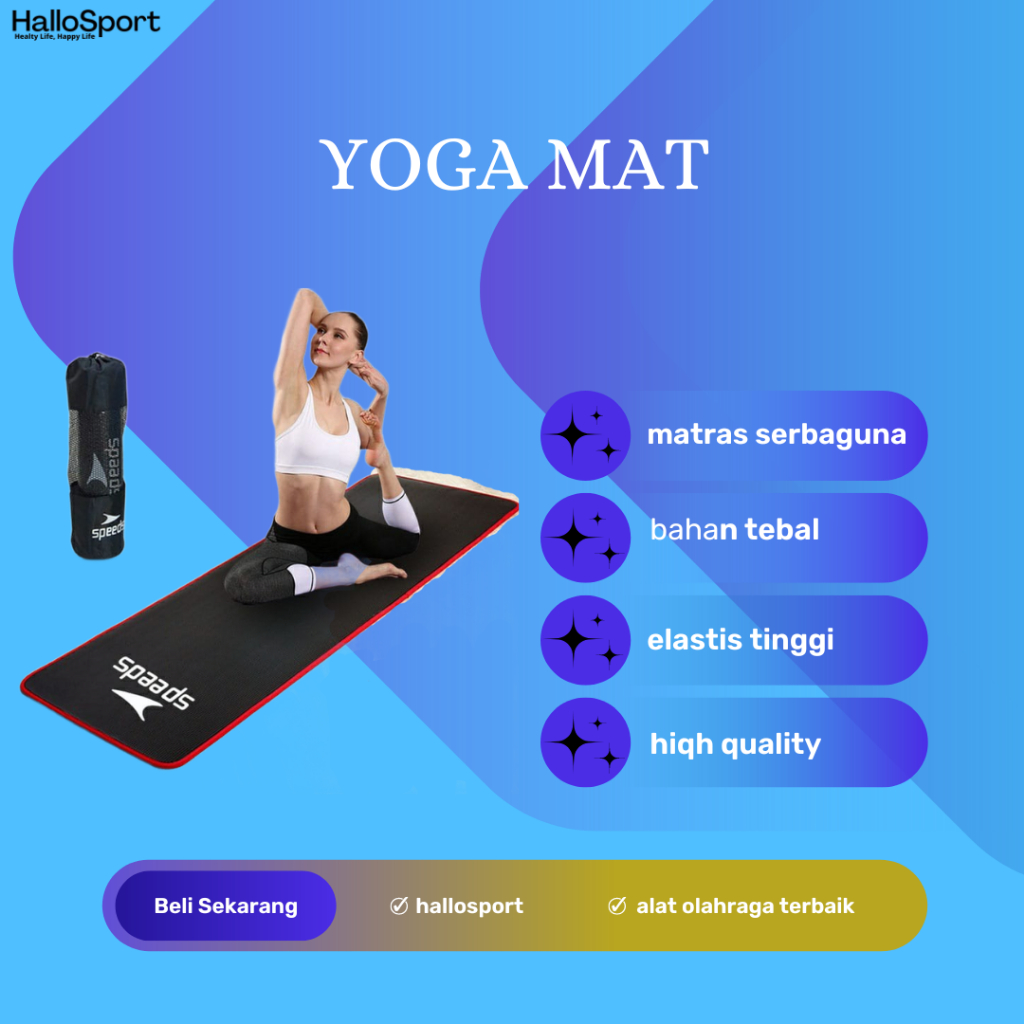Speeds Matras Olahraga Yoga Matras Tebal Berkualitas Original Matras Anti Slip Aerobic Matras Olahra