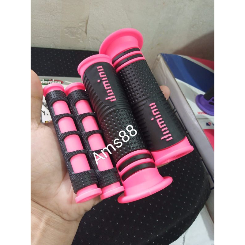 Sepaket Handgrip Domino Black Pink + Karet Handle Rem Sarung Gas Motor + Sarung Handle Rem Motor Universal Variasi Motor