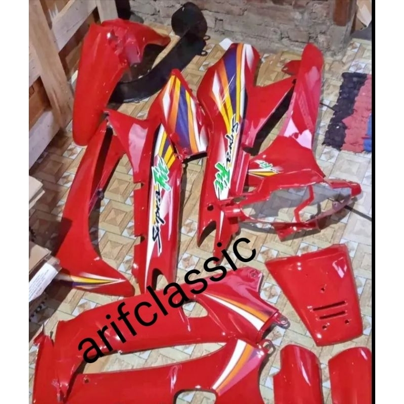 full set body halus dan kasar supra fit lama merah bonus striping