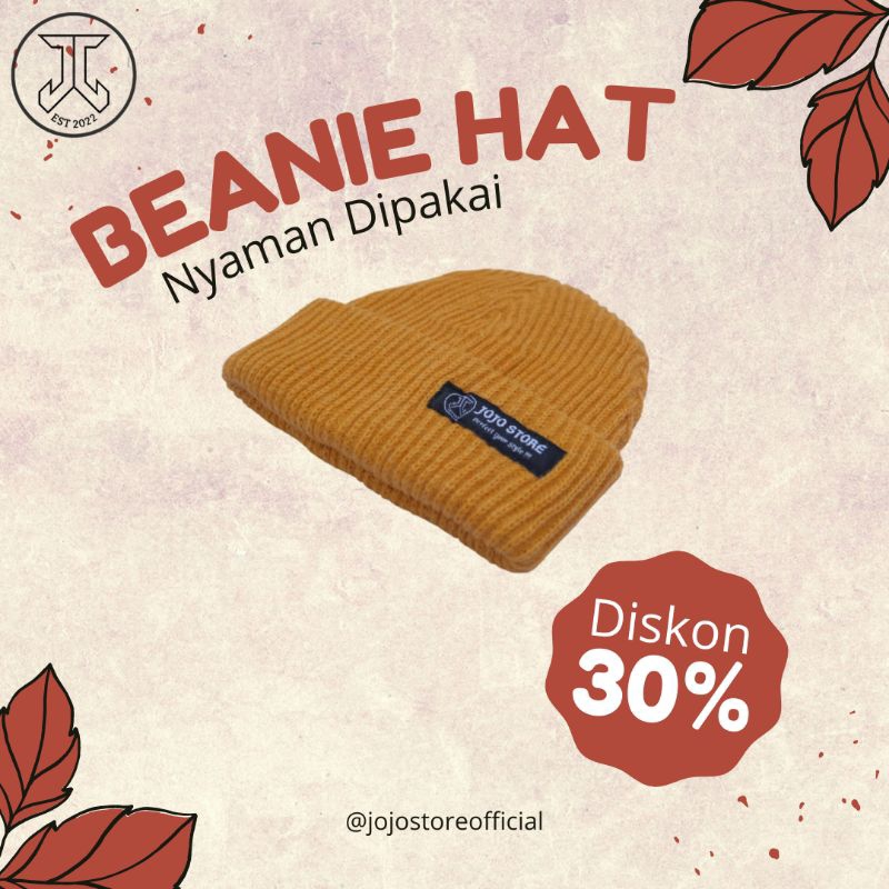 JOJO Beanie / Kupluk Short Beanie Hat Mustard