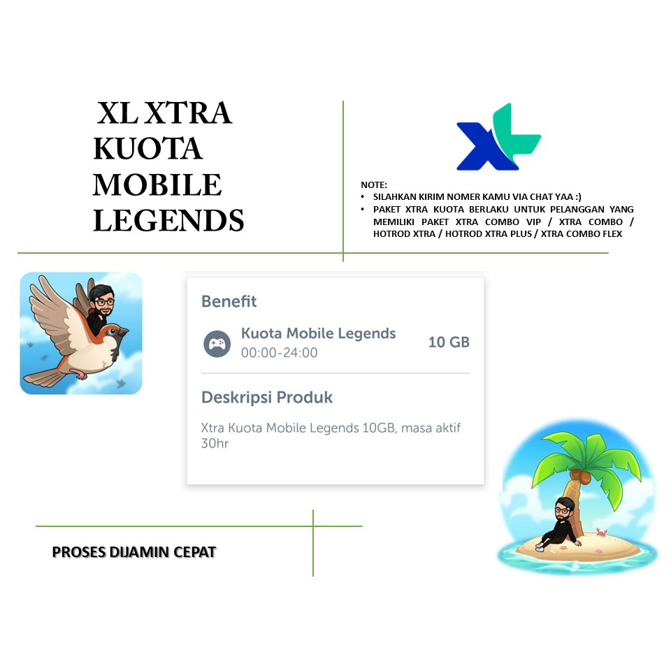 XL XTRA KUOTA MOBILE LEGENDS 10GB 30HARI - PAKET DATA XL - KUOTA XL