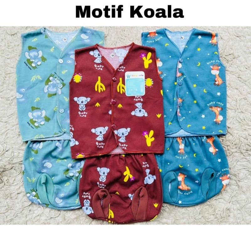 Stelan baju celana bayi GARMENT printing KOALA SNI 3 stel Promo 8.8