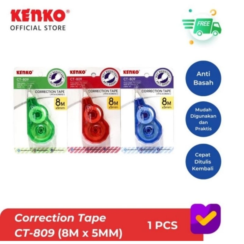 

Kenko Correction Tape Koreksi Pita Penghapus Pulpen CT-809 8m x 5mm