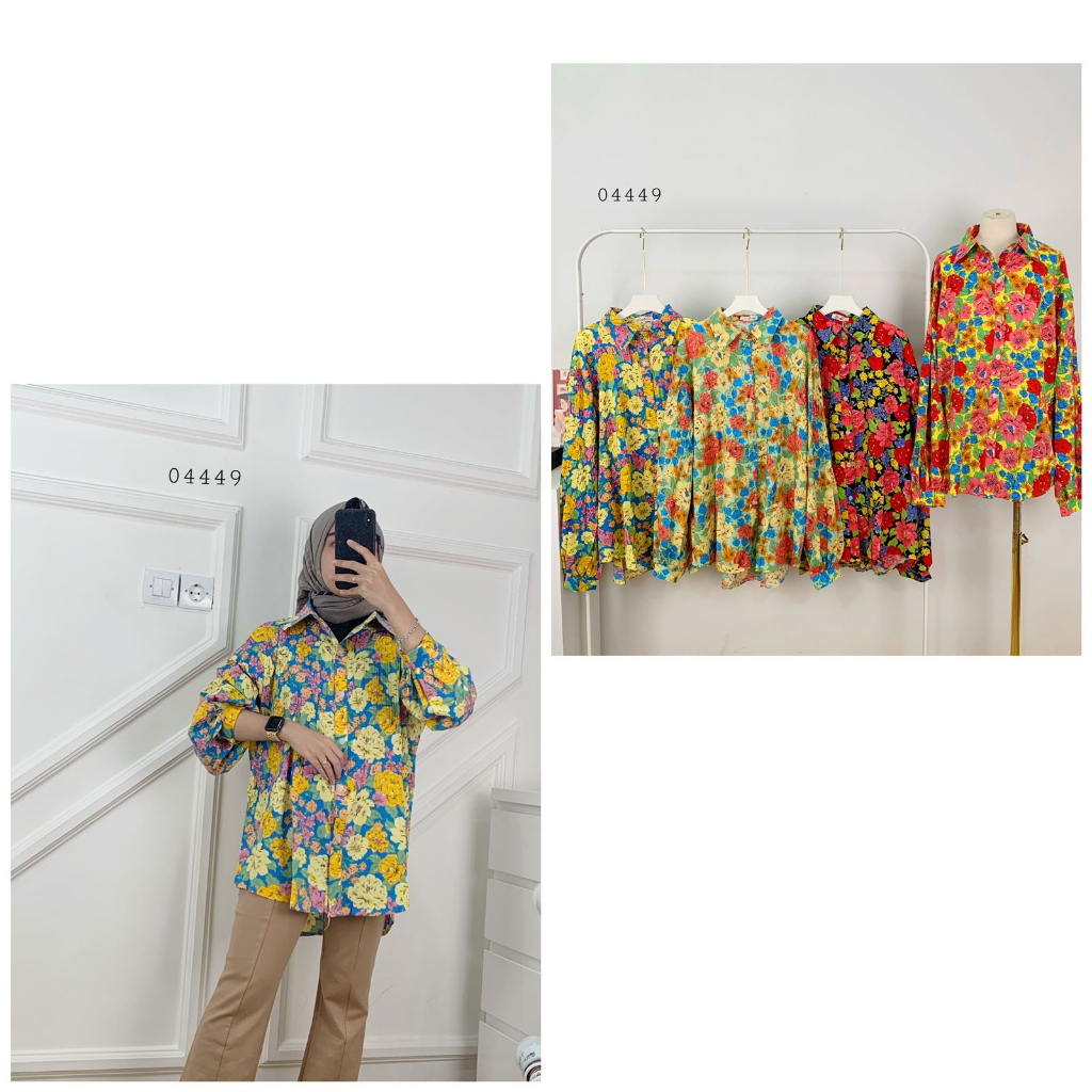52862 - 04449 KEMEJA BUNGA BUNGA WANITA I KEMEJA MOTIF BUNGA WANITA I KEMEJA FLOWER WANITA I BAJU KE