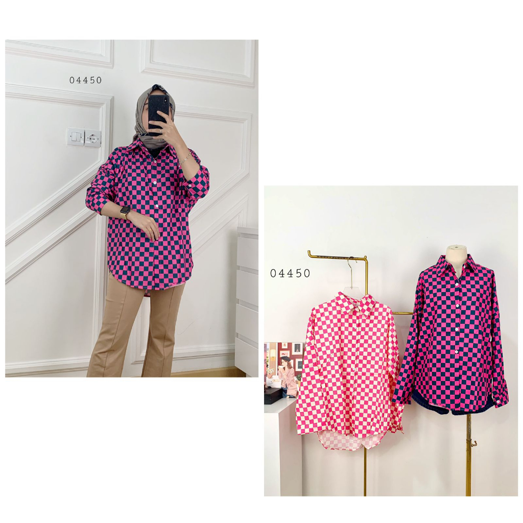 04450 KEMEJA KOTAK KOTAK OVERSIZE I KEMEJA KOTAK OVERSIZE WANITA I BAJU KEMEJA KOTAK WANITA I BAJU K