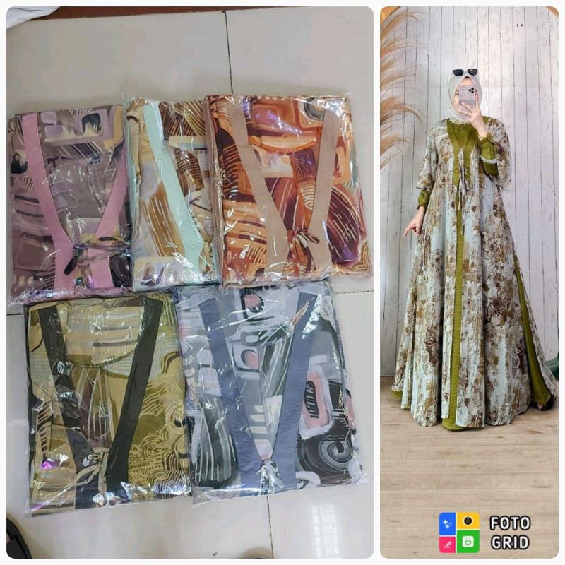 gamis ceruty rompi motif