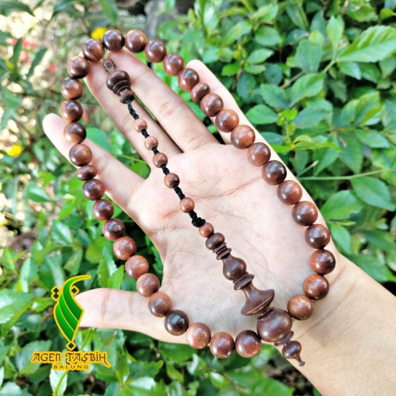 Tasbih 33 butir kayu Setigi Wulung size 9mm Original