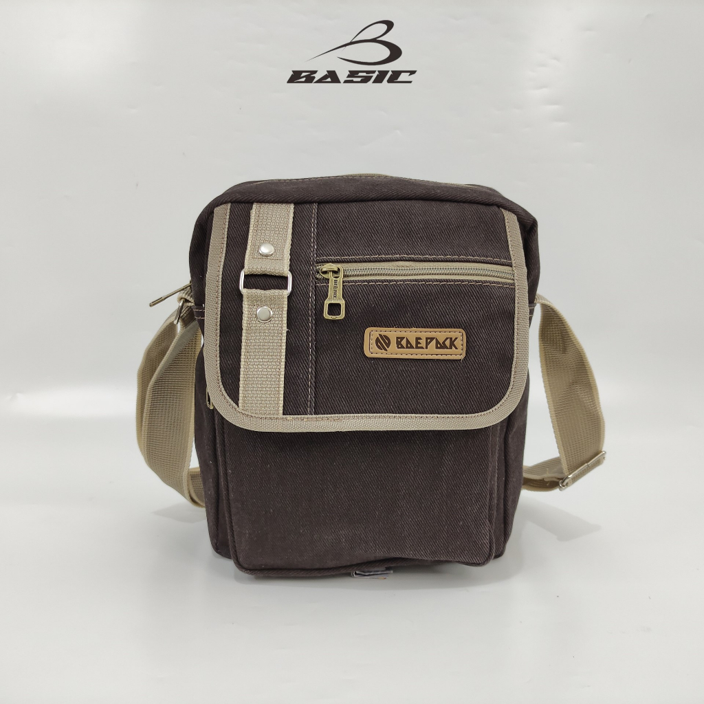 Baepack Tas Selempang kanvas Cowok Hanzo Coklat Tua Original Baepack/ Tas Bahu Canvas Cowok  / Tas K