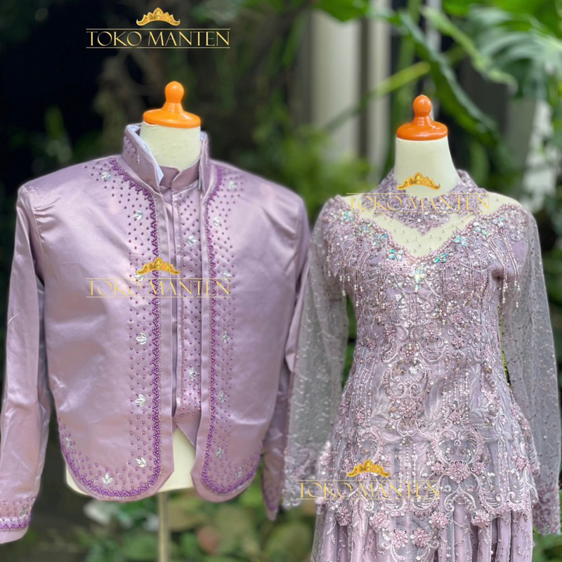 GAUN PENGANTIN EKOR MEWAH / KEBAYA PENGANTIN UNGU TARO