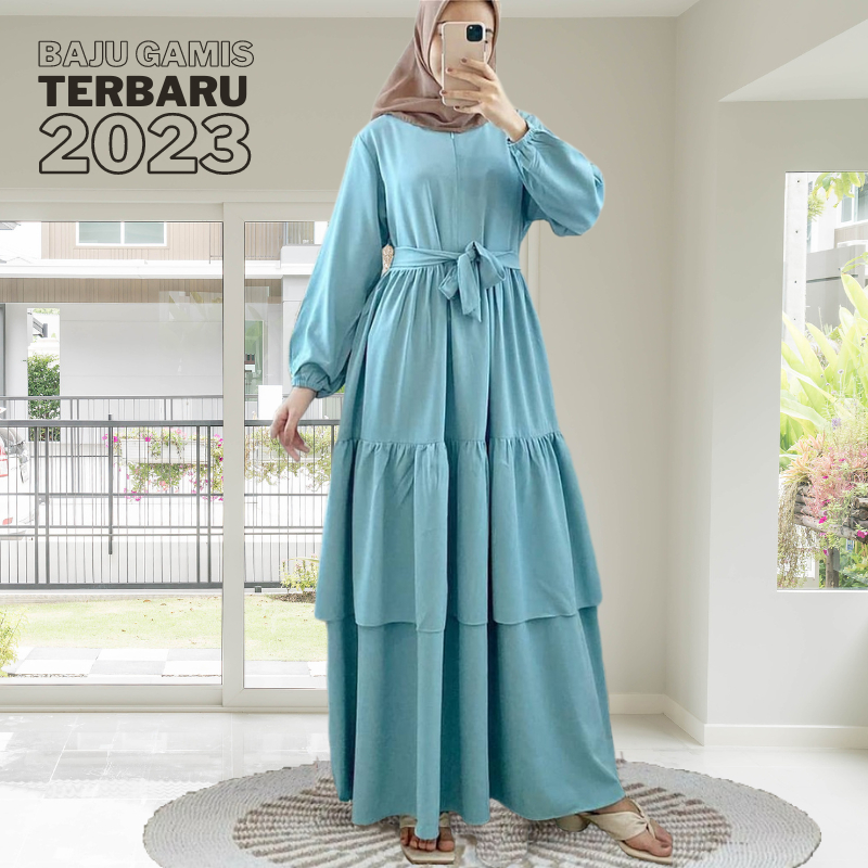 Baju Gamis Terbaru 2023 Lebaran Wanita Dress Muslim Kondangan Remaja Syakila Dress Crinkle Cringkel Airflow Kekinian Premium Fashion Muslim Polos Elegan Simple Model Terbaru2023 Terlaris Buat Lebaran Ld 120 Jumbo Busui Gamis B