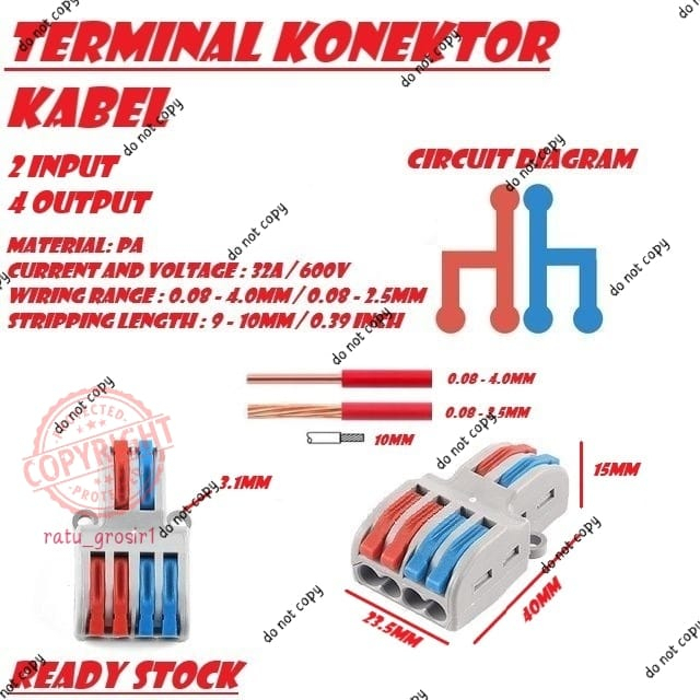 Terminal Konektor Kabel Cabang Input 2 Kabel Output 4 / Output 6