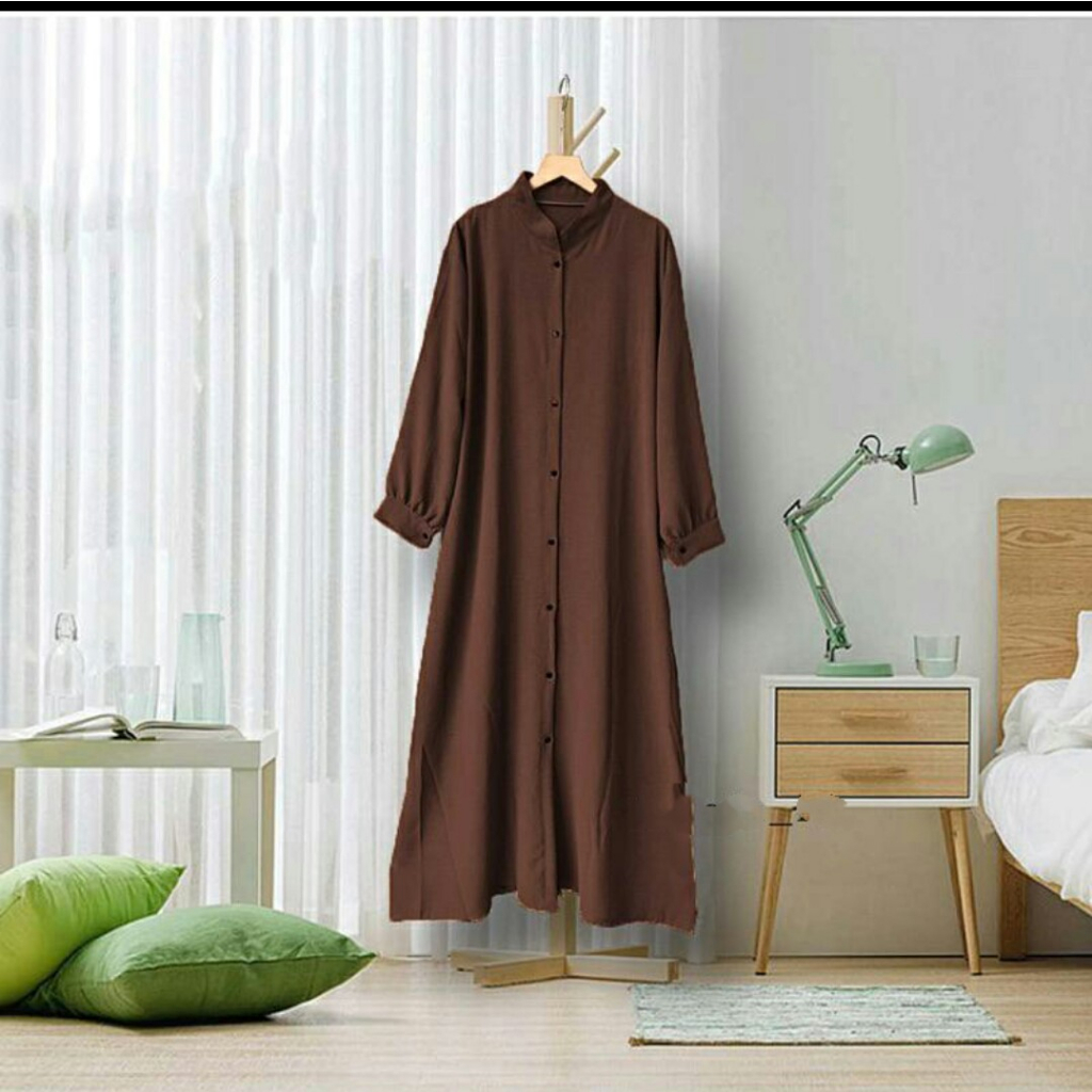 ZAMIRA MIDI DRESS || DRESS WANITA OVERSIZE FULL KANCING || BUSANA WANITA  CRINKLE AIRFLOW