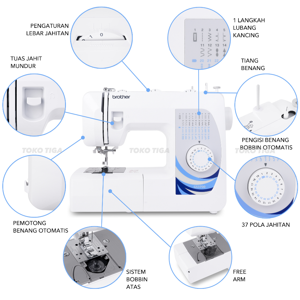 Mesin Jahit BROTHER GS3700 / GS-3700 Portable (Sewing Mate)