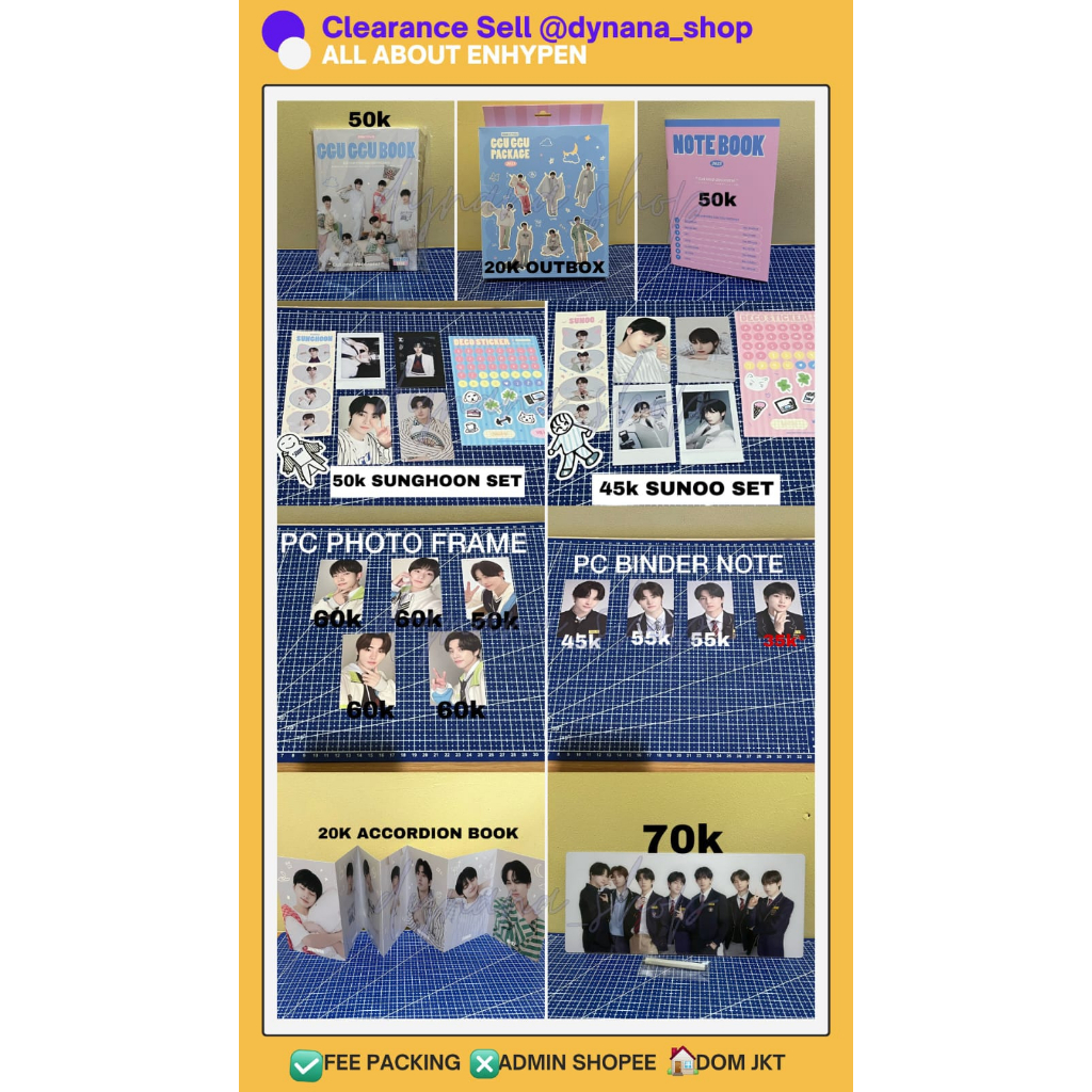 READY STOCK SHARING ENHYPEN MERCH GGU GGU , PHOTO FRAME DAN BINDER NOTE ANNIVERSARRY