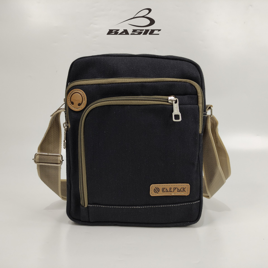 Baepack Tas Selempang kanvas Cowok Seri Argo Hitam Original Baepack