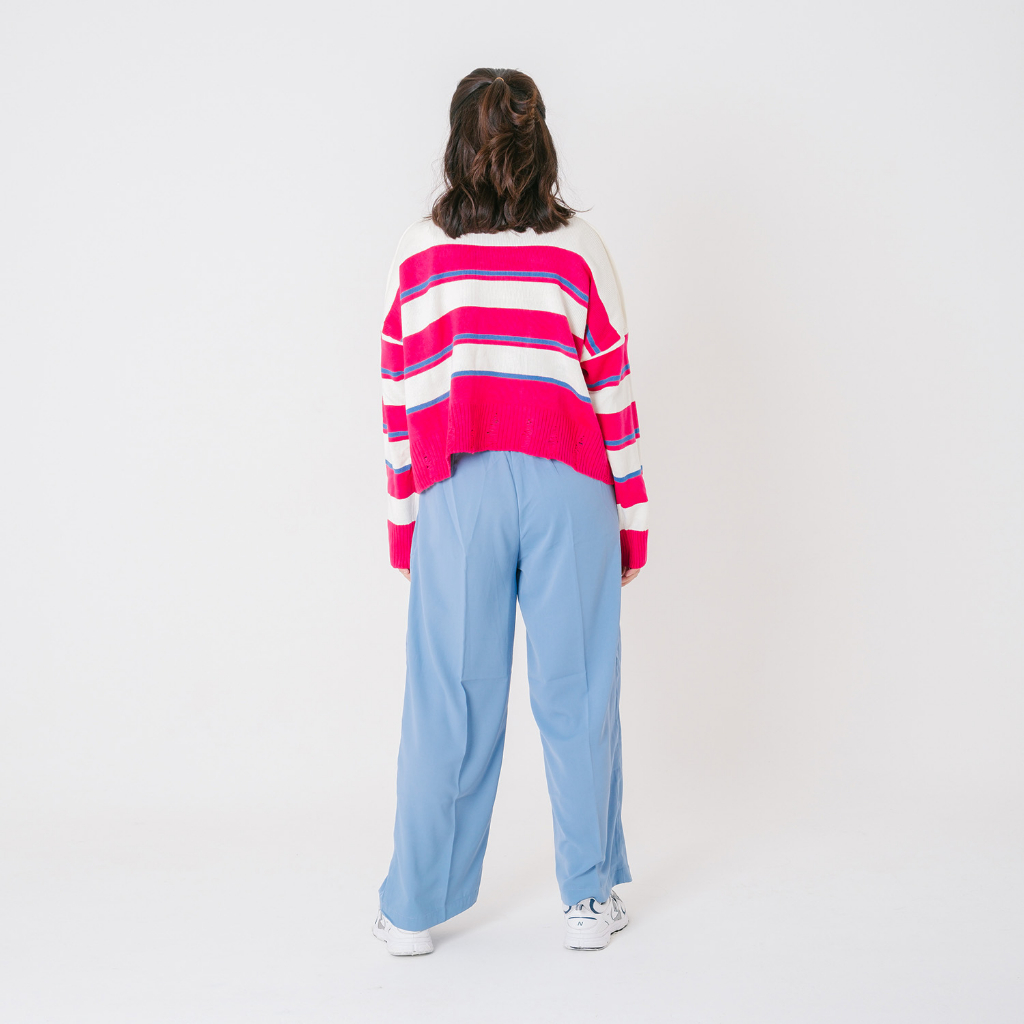 Yesyou Stellar Red Magenta Woman Oversized Knitwear - All Size