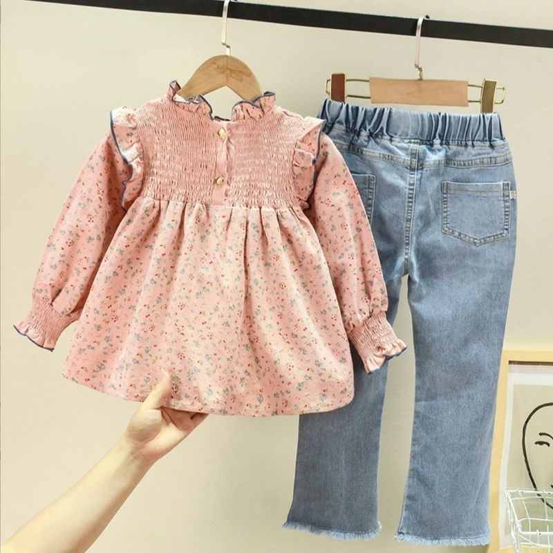 SETELAN BAJU ANAK PEREMPUAN BABY DOLL BUNGA