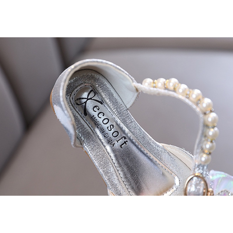 S777 Sepatu pesta anak perempuan import HITAM GOLD SILVER / party shoes pita bling bling manik mewah