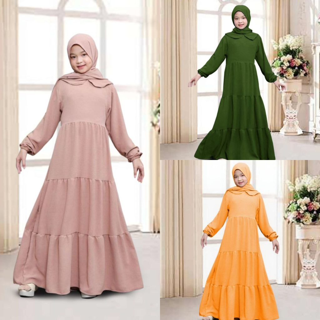 TERBARU – FASHION HIJAB ANAK ABG MAXI CACA 12-15THN - AL01 - GAMIS ANAK REMAJA – OOTD CANTIK – KEREN