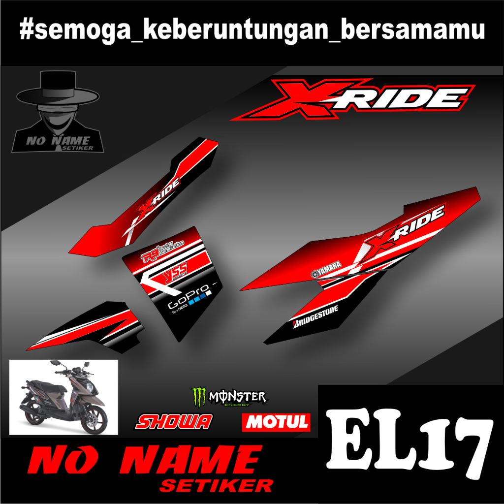 Striping X Ride(el17)2013 2014 2015 2016 2017 2018 2019 Stiker Sticker Setiker