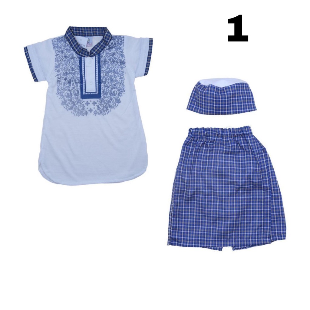 Baby Belle Sarkoci Setelan Muslim Cowo Pendek+Peci