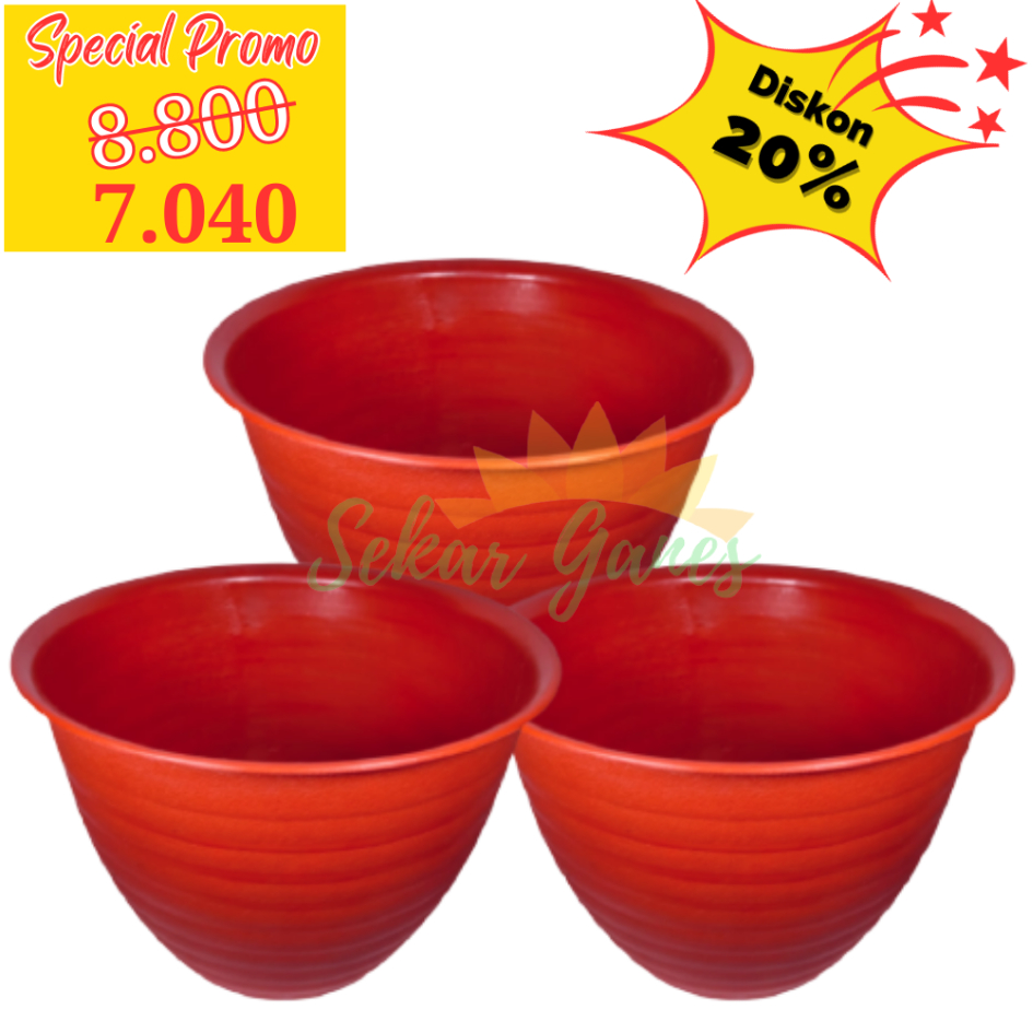 Pot Super Tawon 24 Cm Merah Bata Garden Of Love Pot Plastik 24CM Bkn Pot Tawon Pirus Tinggi Putih