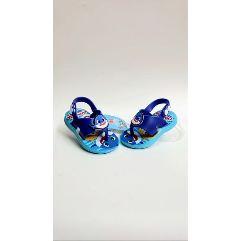 Sandal anak japi tali belakang laki perempuan karakter ikan paus 18-23