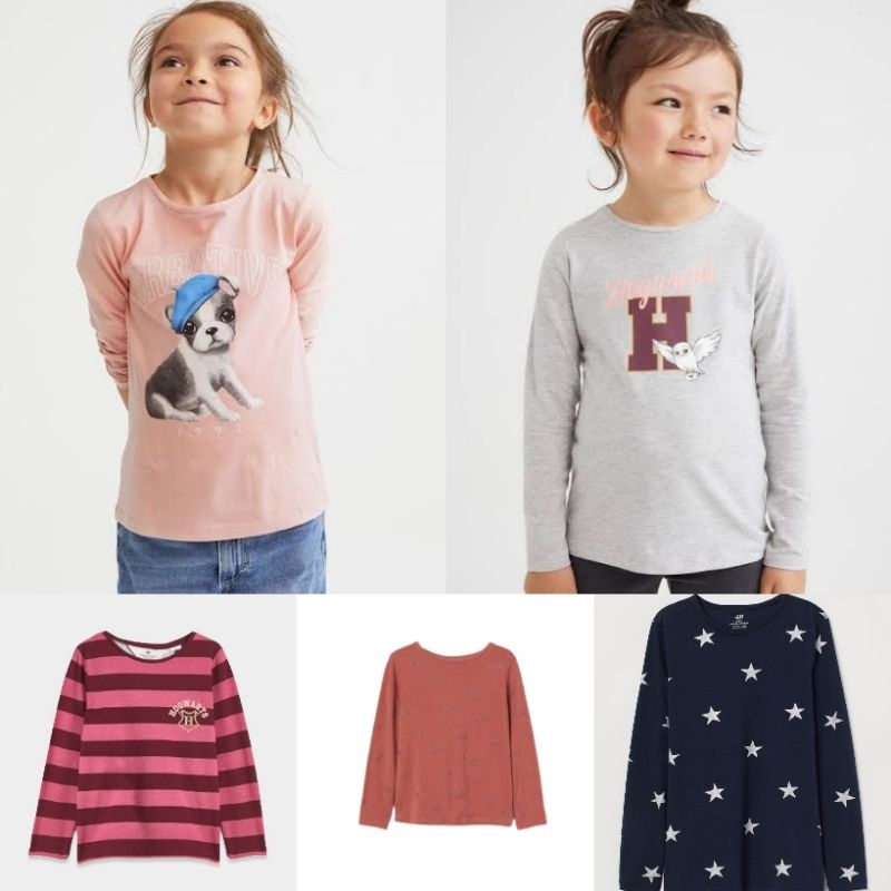Kaos Lengan Panjang Anak Perempuan HM HnM usia 1,5 sampai 14 tahun