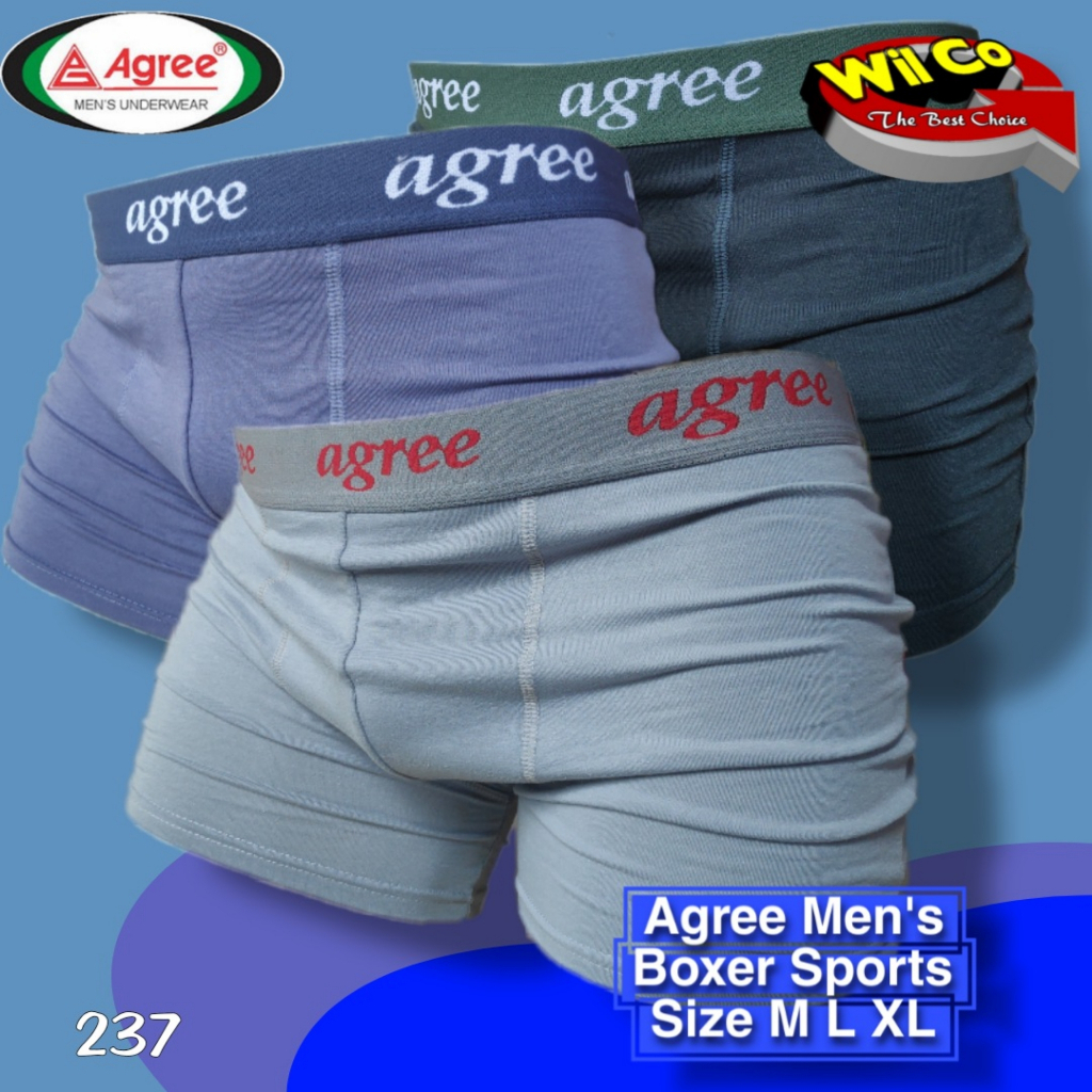 K237T - (PER 1 BOX ISI 3 Pcs) CELANA DALAM PRIA BOXER AGREE SIZE M - XL